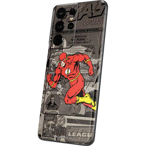DC Comics The Flash Vintage Action pose pattern Galaxy S21 Ultra 5G Skin